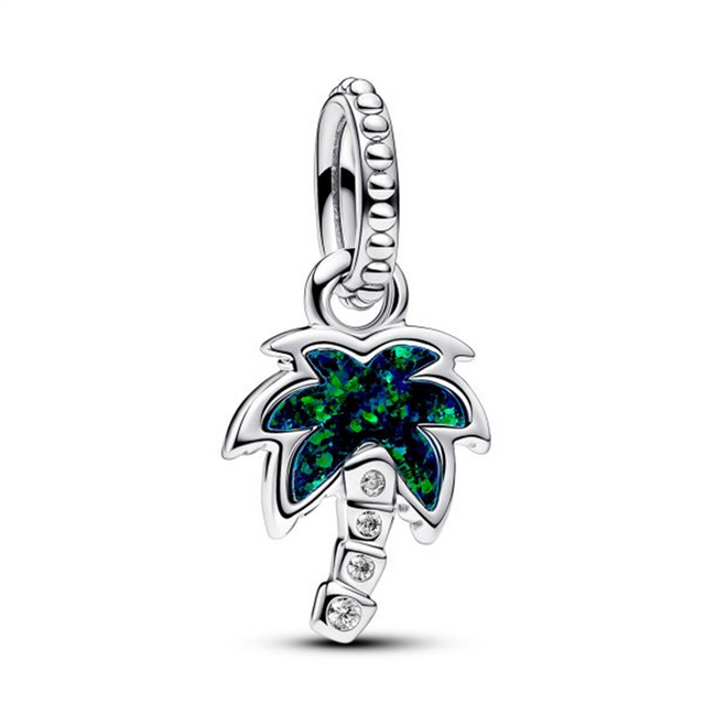 Pandora Moments Opalescent Green Palm Tree Dangle Charm