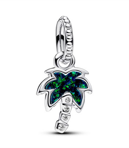 Pandora Moments Opalescent Green Palm Tree Dangle Charm