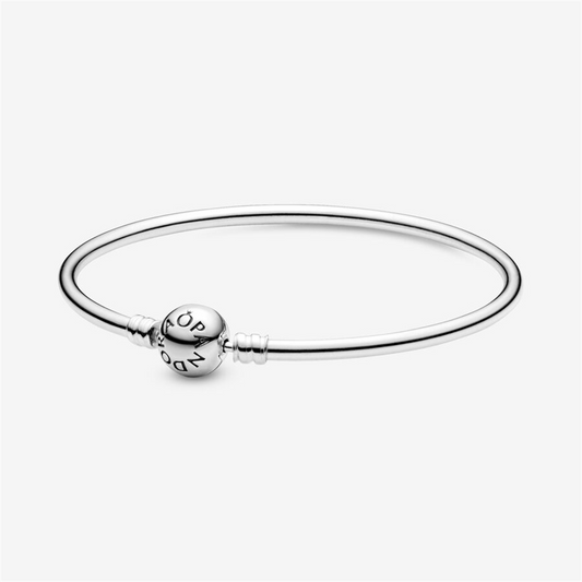 Pandora Moments Silver Charm Bangle Bracelet Size 17