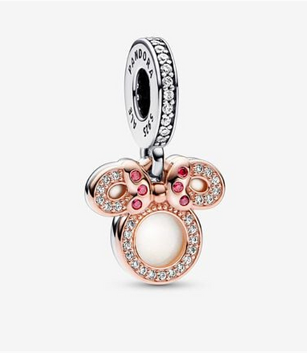 Pandora Disney Minnie Mouse Silhouette "Mom"  Double Dangle Charm