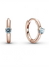 Pandora Moments Rose And Light Blue Solitaire Huggie Hoop Earrings