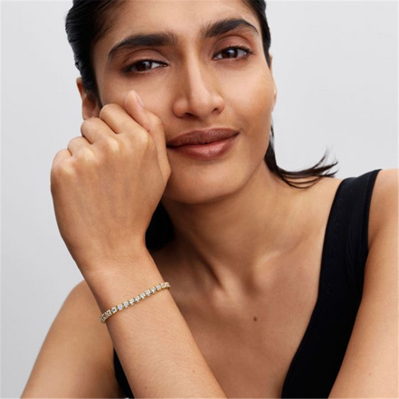 Pandora Sparkling Bold Gold-Plated Tennis Bracelet Size 18