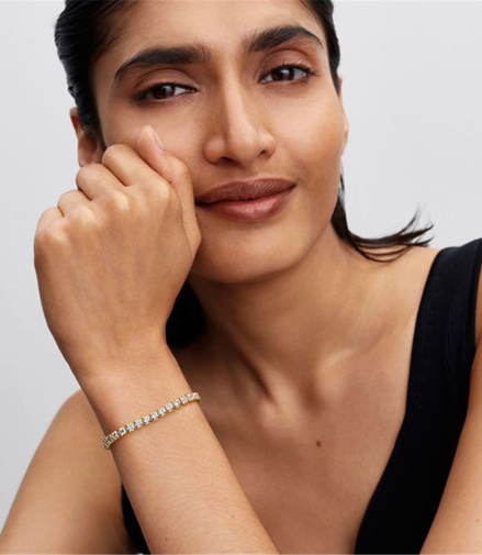 Pandora Sparkling Bold Gold-Plated Tennis Bracelet Size 20