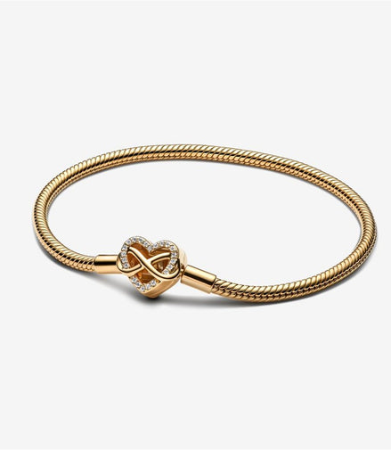 Pandora Moments Sparkling Infinity Heart Clasp Snake Chain Bracelet Size 19