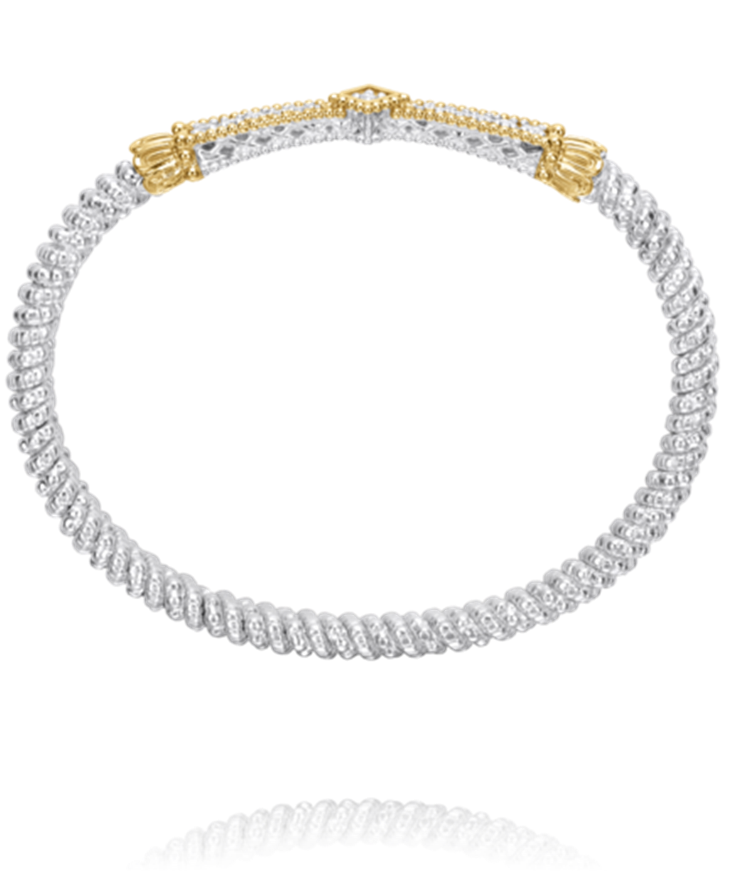 Vahan 14K Gold And Sterling Silver Diamond 4mm Closed Bracelet