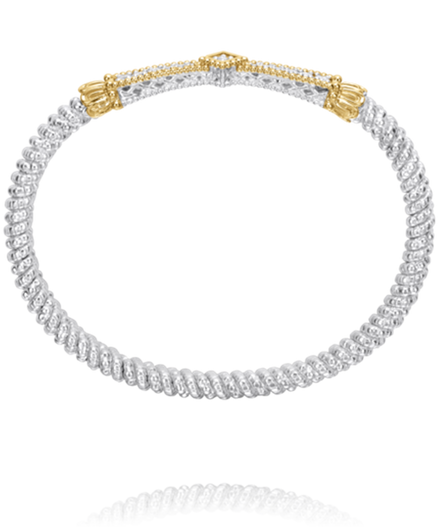 Vahan 14K Gold And Sterling Silver Diamond 4mm Closed Bracelet