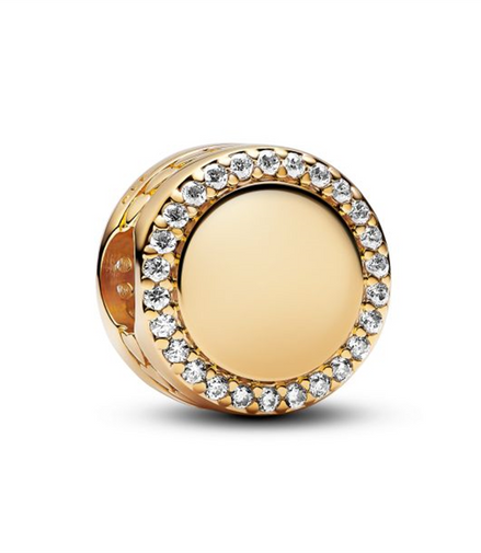 Pandora Moments Engravable Sparkling Button Charm