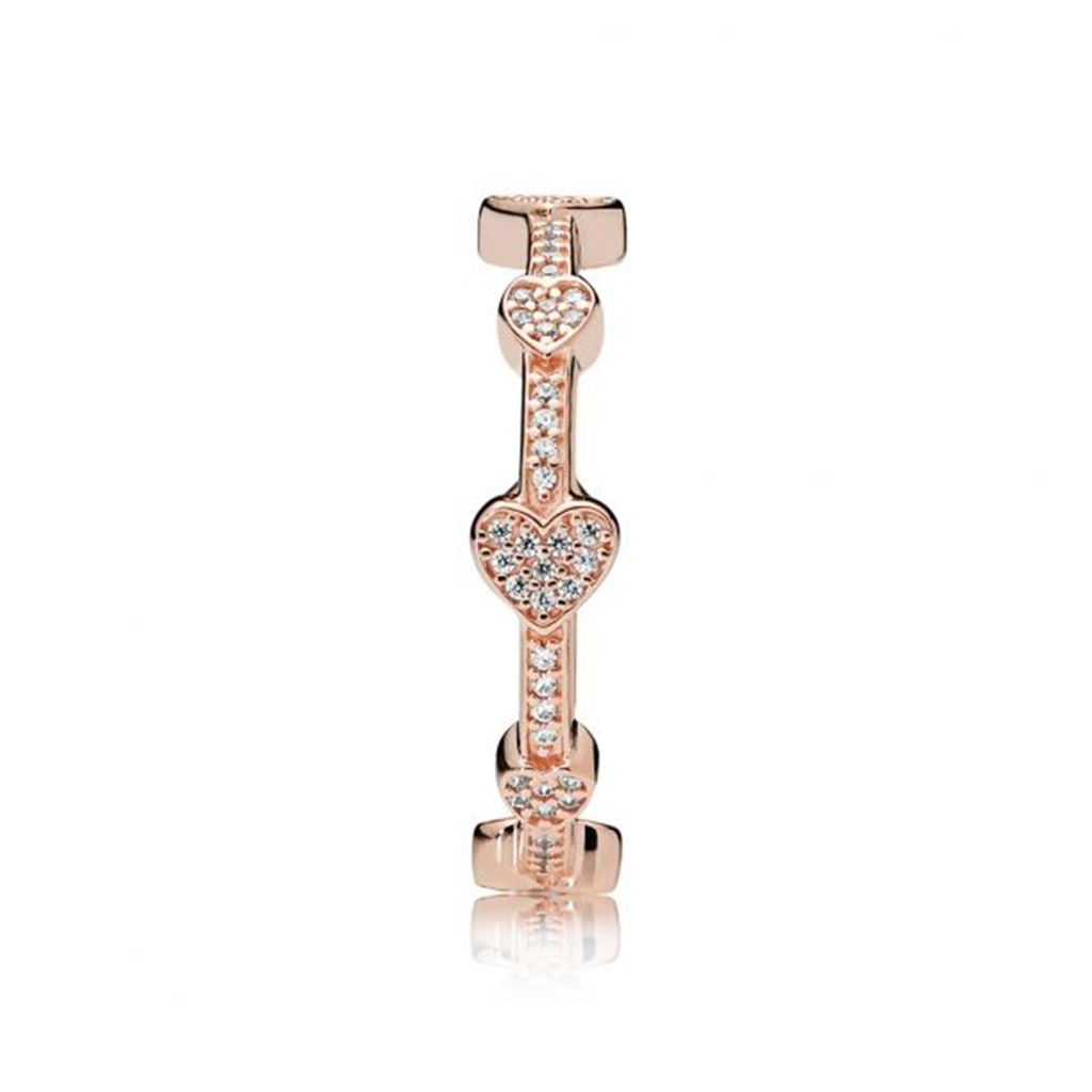 Pandora Timeless Rose Alluring Hearts Ring Size 6