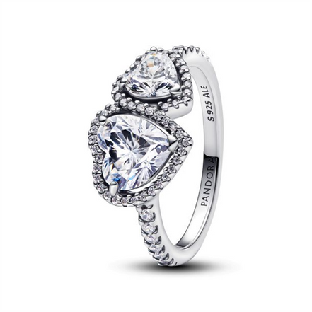Pandora Sparkling Halo Hearts Ring Size 7.5