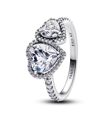 Pandora Sparkling Halo Hearts Ring Size 7.5