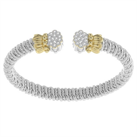 Vahan 14K Gold And Sterling Silver 6mm Diamond Open Cuff Bracelet