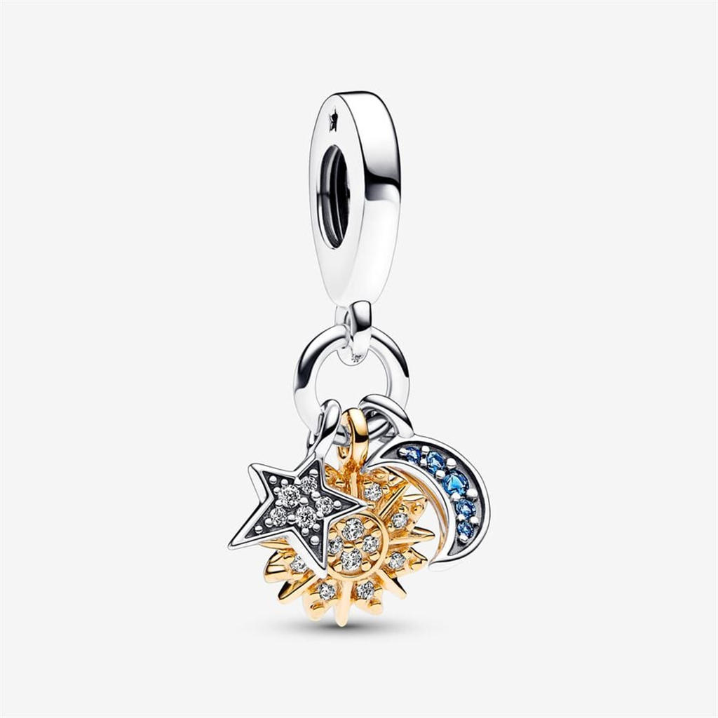 Pandora Moments Two-Tone Celestial Triple Dangle Charm