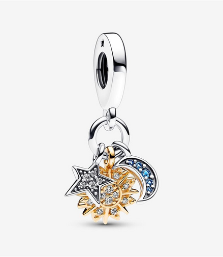 Pandora Moments Two-Tone Celestial Triple Dangle Charm