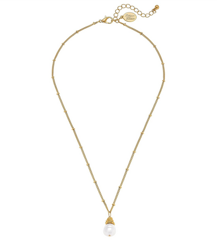 Susan Shaw Dainty Pearl Drop Necklace