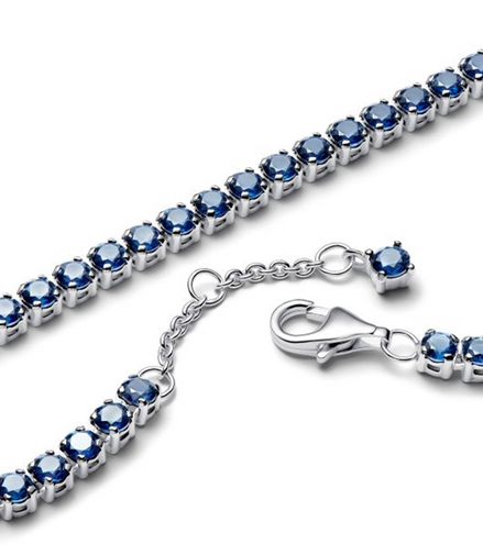Pandora Sparkling Blue Tennis Bracelet Size 18