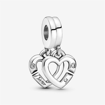 Pandora Moments Linked Sister Hearts Split Dangle Charm