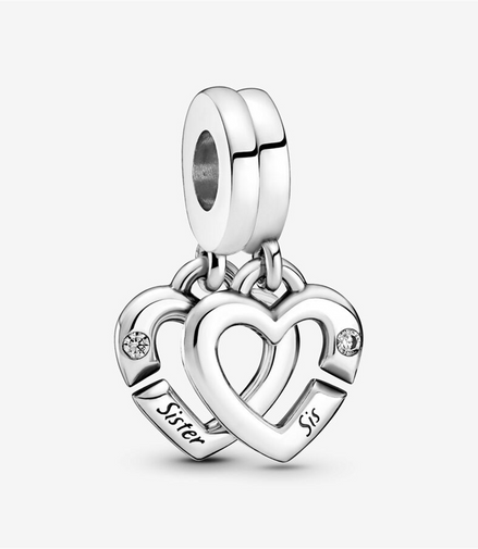 Pandora Moments Linked Sister Hearts Split Dangle Charm