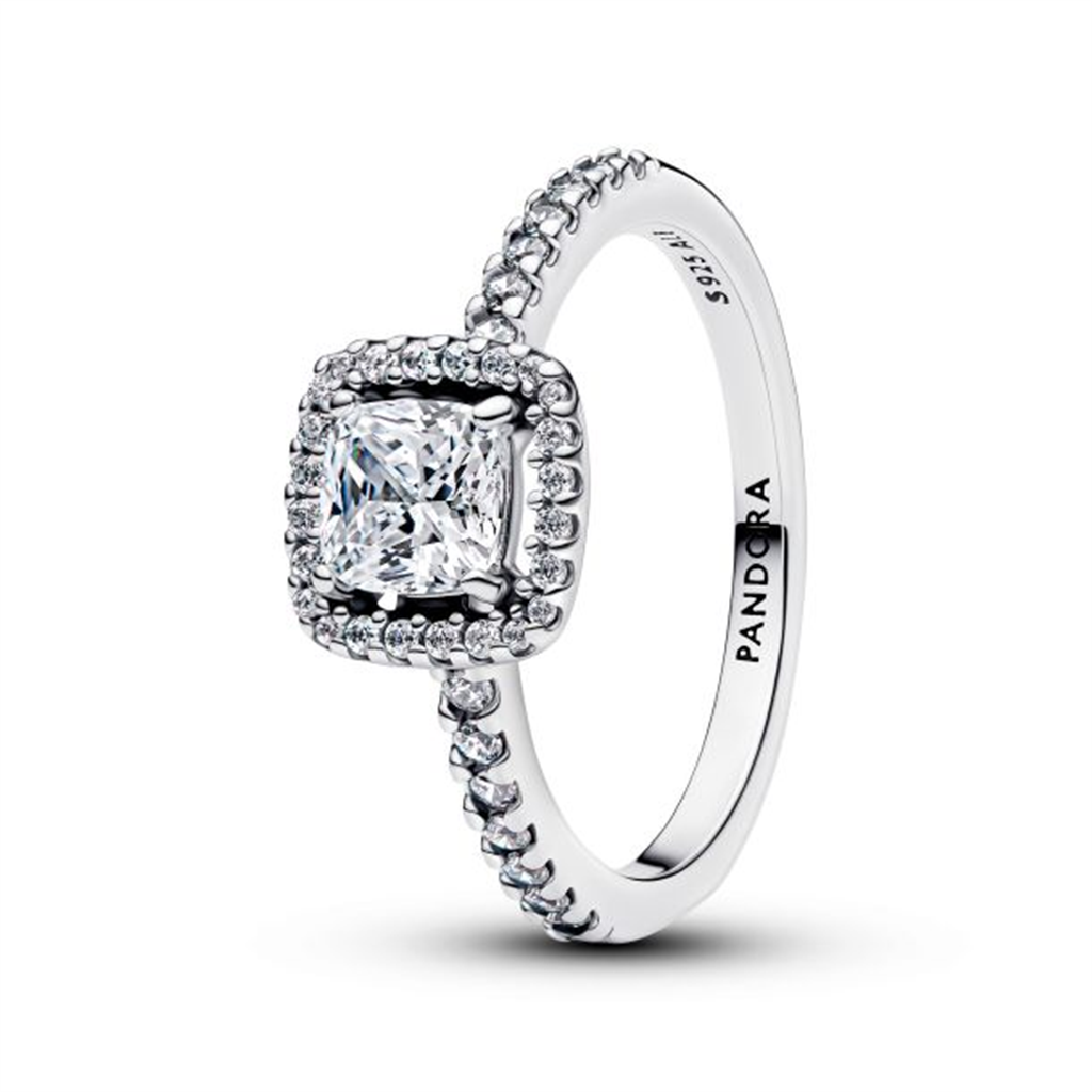 Pandora Sparkling Square Halo Ring Size 6