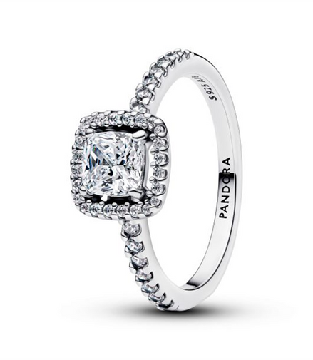 Pandora Sparkling Square Halo Ring Size 7