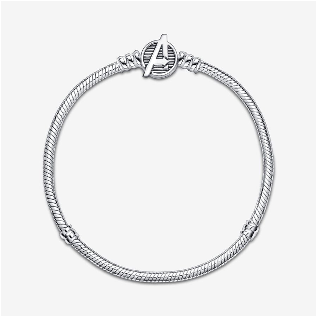 Pandora Moments Marvel The Avengers Logo Clasp Snake Chain Bracelet Size 20