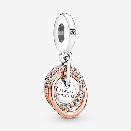 Pandora Moments "Family Always" Encircled Dangle Charm