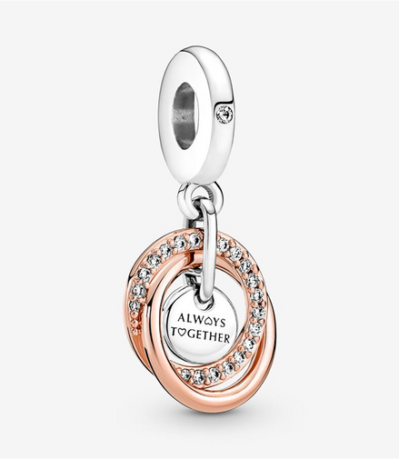 Pandora Moments "Family Always" Encircled Dangle Charm