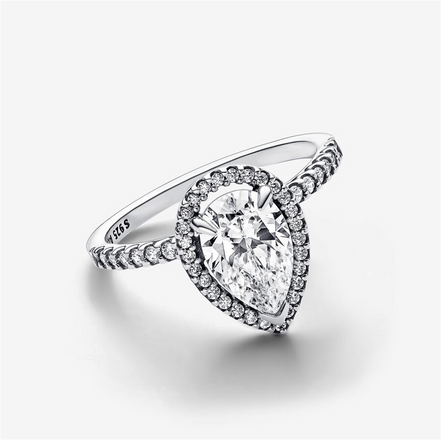 Pandora Timeless Sparkling Pear Halo Ring Size 7