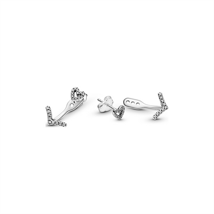 Pandora Timeless Sparkling Wishbone Heart Stud Earrings