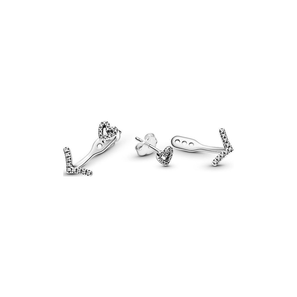 Pandora Timeless Sparkling Wishbone Heart Stud Earrings