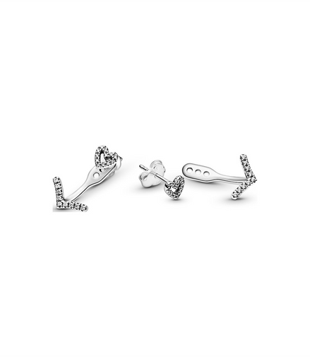 Pandora Timeless Sparkling Wishbone Heart Stud Earrings