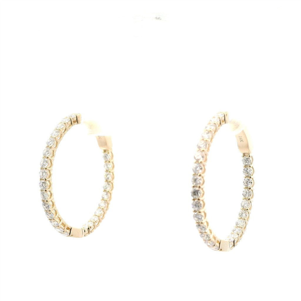 14K Yellow Gold 2 CTW Lab Grown Diamond Inside/Out Hoop Earrings
