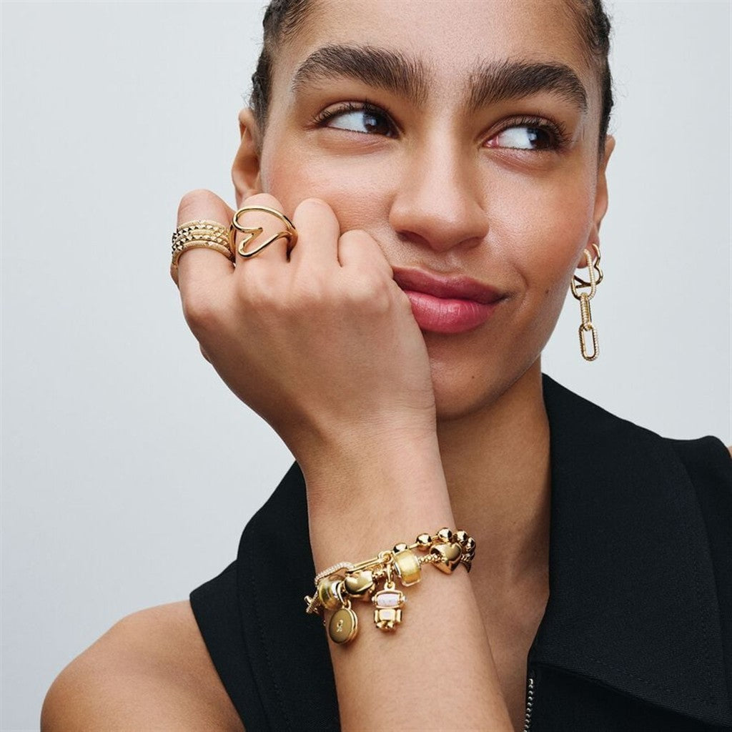 Pandora ME/Moments Spinnable Face Robot Gold-Plated Dangle Charm