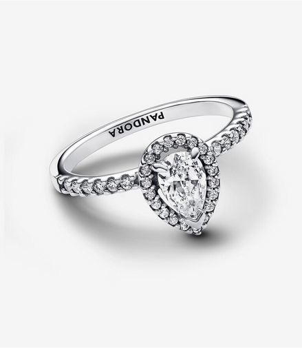 Pandora Timeless Sparkling Pear Halo Ring Size 7