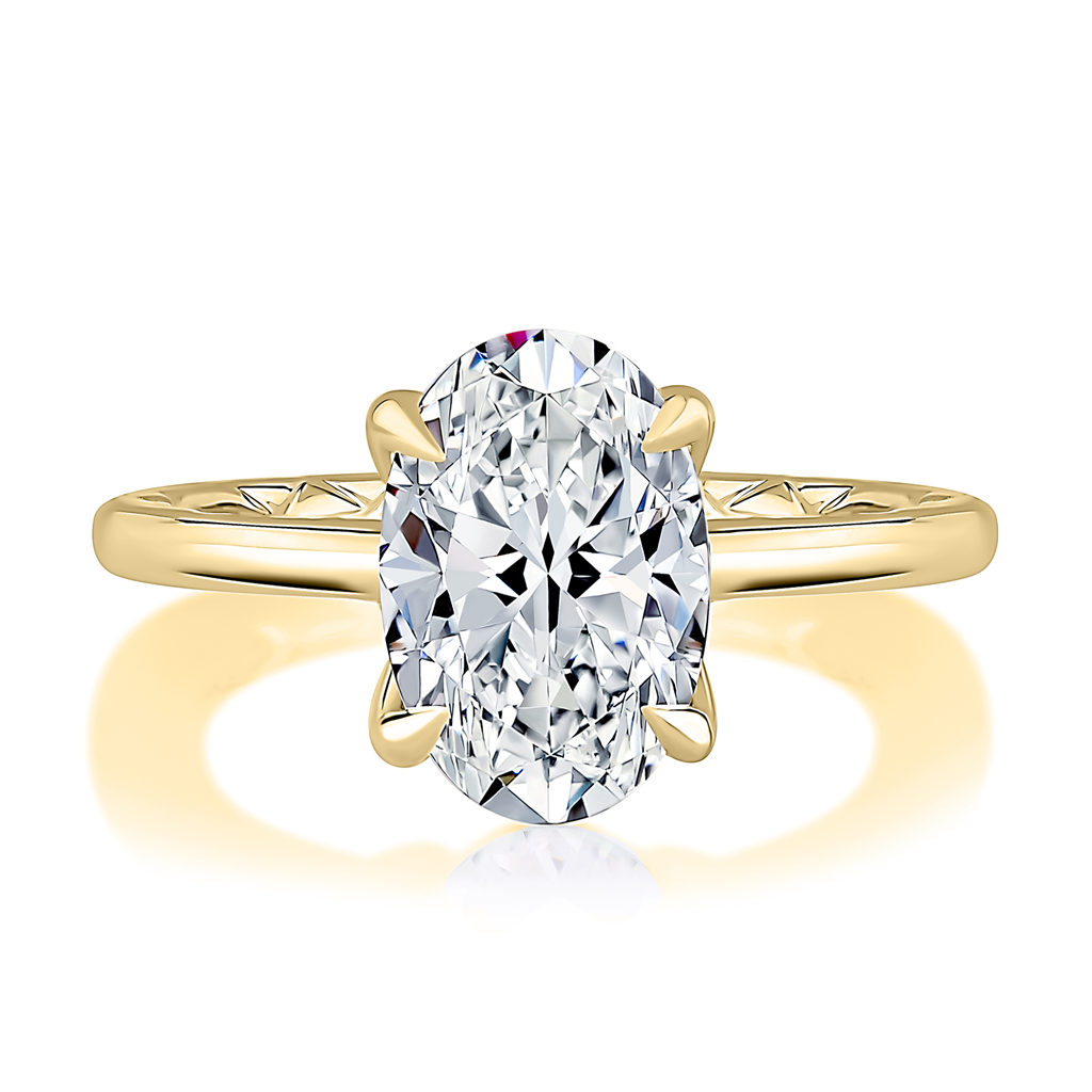 A.JAFFE 14K Yellow Gold Oval Shaped Diamond Semi-Mount Engagement Ring