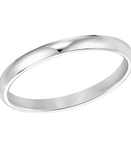 Goldman 14K White Gold Low Dome Comfort Fit Band Size 10