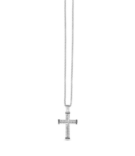 Men's Silver Braided Cross Necklace