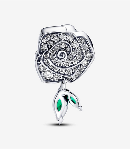 Pandora Moments Sparkling Rose in Bloom Charm