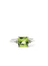 14K Yellow Gold Diamond And Peridot Princess Cut Fashion Ring