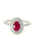 14K White Gold Oval Cut Ruby And Diamond Fashion Ring