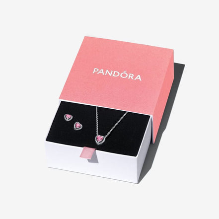 Pandora Timeless Pink Elevated Heart Jewelry Gift Set