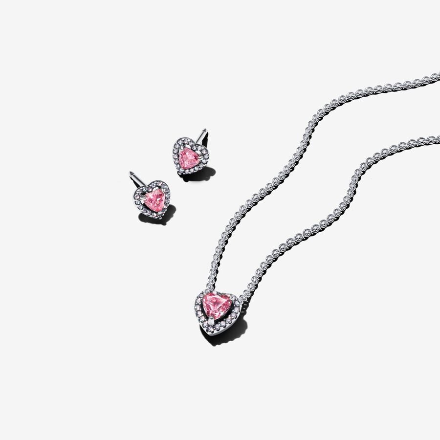 Pandora Timeless Pink Elevated Heart Jewelry Gift Set