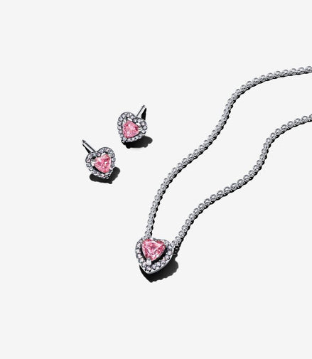 Pandora Timeless Pink Elevated Heart Jewelry Gift Set