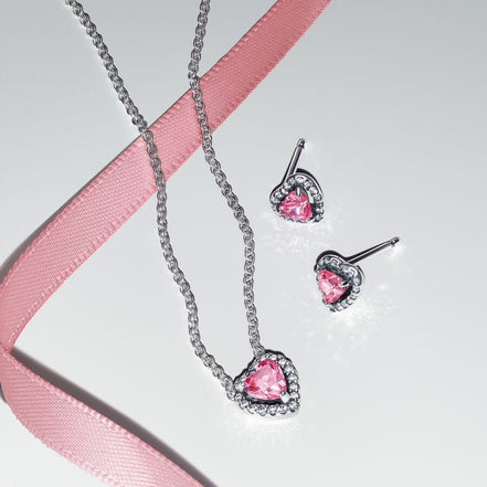 Pandora Timeless Pink Elevated Heart Jewelry Gift Set