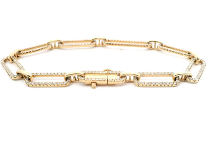 14K Yellow Gold Diamond Paperclip Bracelet