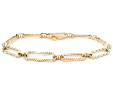 14K Yellow Gold Diamond Paperclip Bracelet
