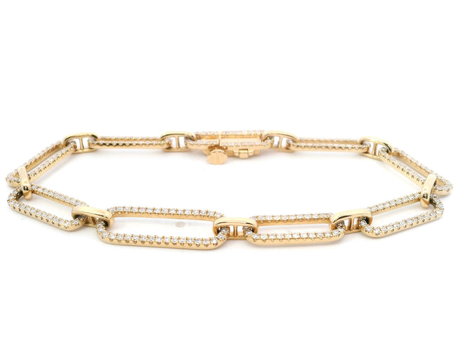 14K Yellow Gold Diamond Paperclip Bracelet