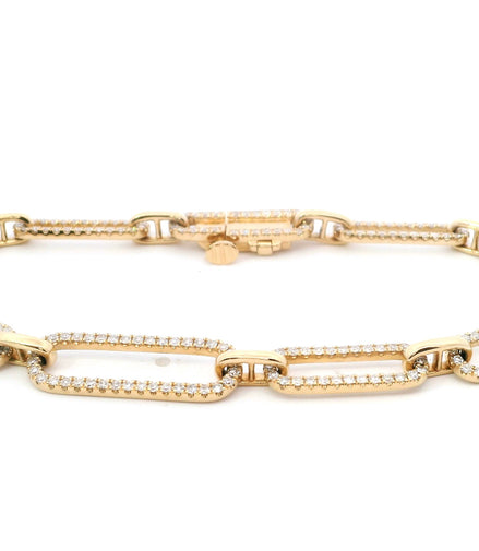 14K Yellow Gold Diamond Paperclip Bracelet