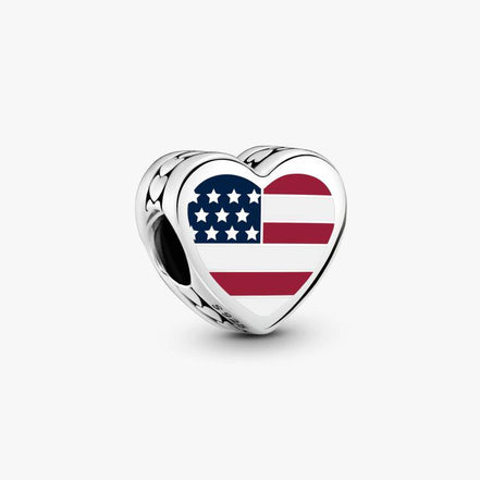 Pandora Moments Silver "USA" Heart Charm