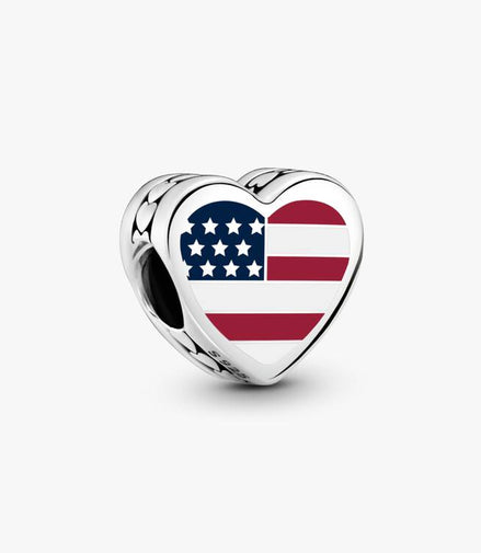 Pandora Moments Silver "USA" Heart Charm