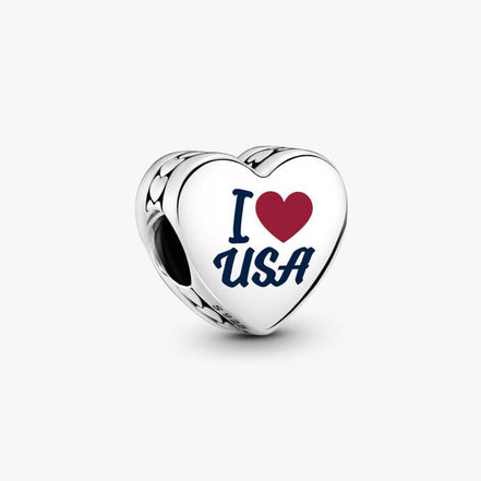 Pandora Moments Silver "USA" Heart Charm